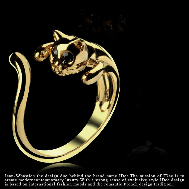 Wholesale Simple cute kitten ring for women